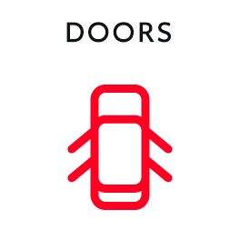 נורית האזהרה של דלת פתוחה מצביעה על כך שאחת מדלתות הרכב לא סגורה כהלכה. יש לעצור בצד הדרך ולוודא כי כל הדלתות סגורות היטב.